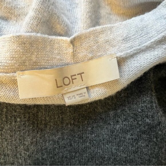 Ann Taylor LOFT Gray Colorblock Thin Knit Open Poncho Cardigan Sweater Size XS/S - Picture 11 of 13